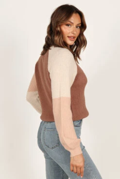 Sophia Colorblock Mockneck Knit Sweater - Multi -Giordano Style petal and pup usa knitwear sophia colorblock mockneck knit sweater multi 33260685426865