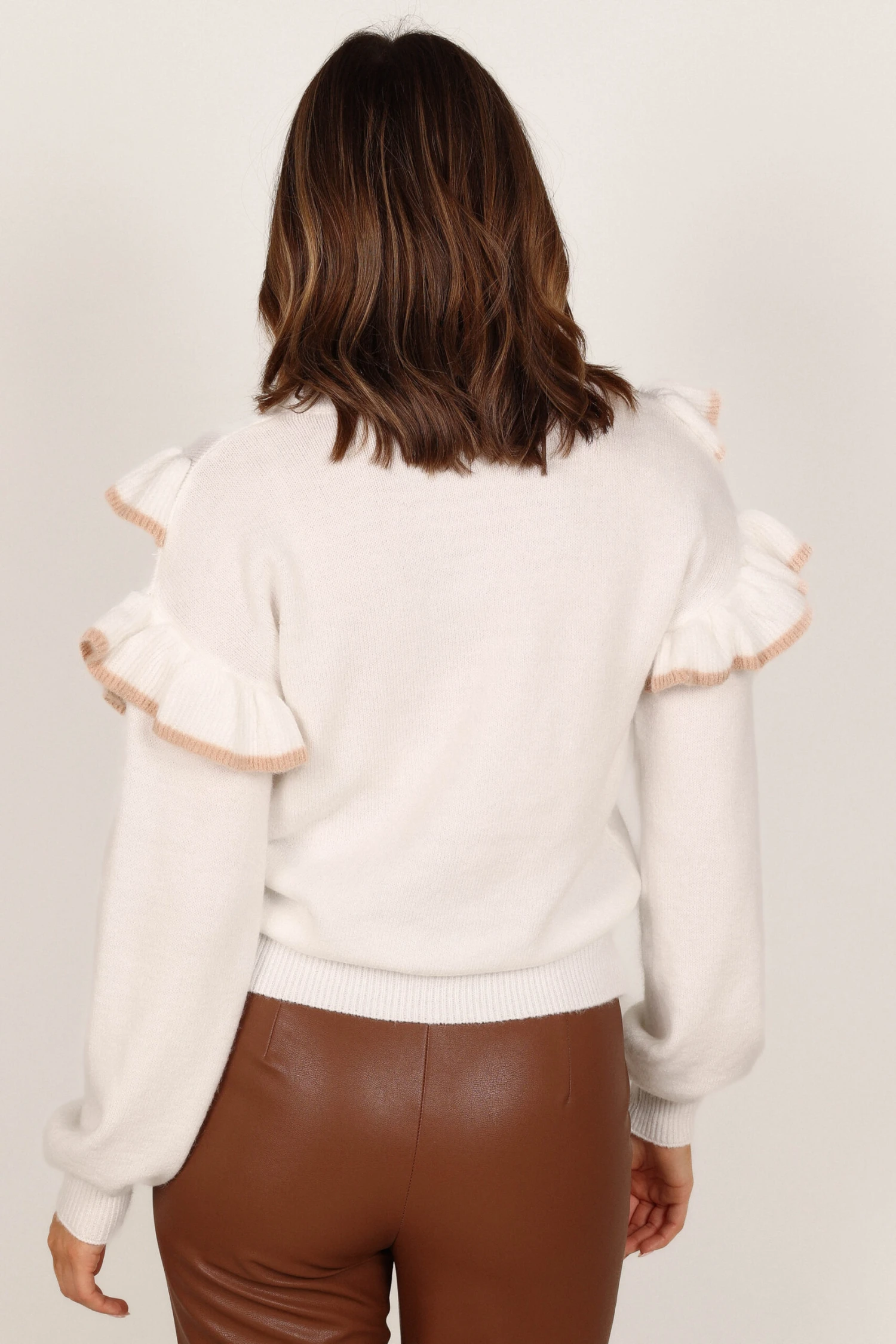 Tessa Ruffle Detail Knit Sweater - White 8 Tessa Ruffle Detail Knit Sweater - White - Image 6
