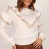 Tessa Ruffle Detail Knit Sweater - White -Giordano Style petal and pup usa knitwear tessa ruffle detail knit sweater white 33245851189425