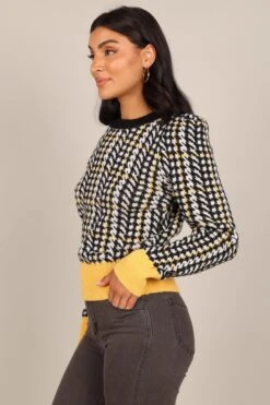 Tina Houndstooth Knit Sweater - Black/Mustard -Giordano Style petal and pup usa knitwear tina houndstooth knit sweater black mustard 32847164145841