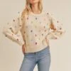 Multi Color Yarn Detailed Knit Sweater - Oat -Giordano Style petal and pup usa long sleeve multi yarn detailed sweater oat oat s 32656867197105