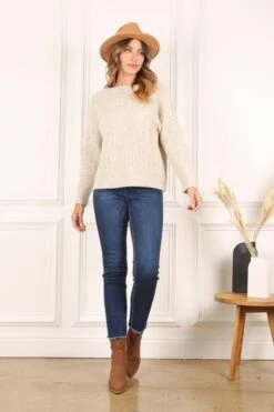 Shannon Oversize Cable Knit Sweater - Beige -Giordano Style petal and pup usa oversize cable sweater 32656975102129