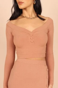 Giordano Style -Giordano Style petal and pup usa sets amara button detail set dusty brown 32516524933297