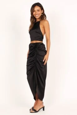 Angelique Open Back Crop Two Piece Set - Black -Giordano Style petal and pup usa sets angelique open back crop two piece set black 33453910393009