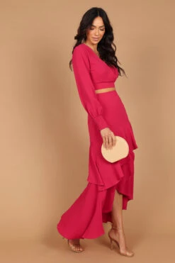 Eleanor Two Piece Skirt Set - Magenta -Giordano Style petal and pup usa sets eleanor two piece skirt set magenta 32535380132017