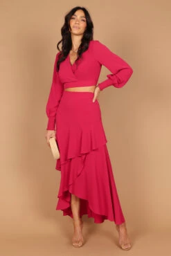 Eleanor Two Piece Skirt Set - Magenta -Giordano Style petal and pup usa sets eleanor two piece skirt set magenta 32535380164785