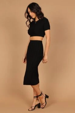 Ella Cable Knit Two Piece Set - Black -Giordano Style petal and pup usa sets ella cable knit two piece set black 32490332094641