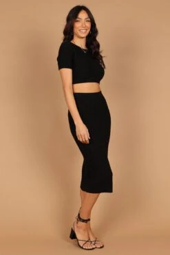 Ella Cable Knit Two Piece Set - Black -Giordano Style petal and pup usa sets ella cable knit two piece set black 32490332127409