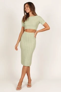 Ella Cable Knit Two Piece Set - Sage -Giordano Style petal and pup usa sets ella cable knit two piece set sage 33207226564785