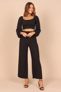 Evelyn Two Piece Pant Set - Black