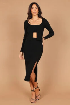 Luna Knitted Three Piece Set - Black