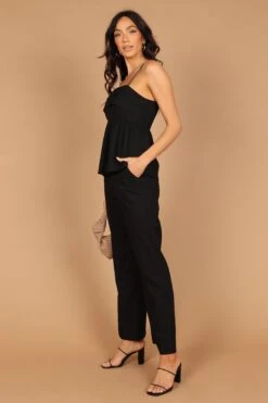 Venessa Pleated Babydoll Camisole Set - Black -Giordano Style petal and pup usa sets venessa pleated babydoll camisole set black 32557446496433