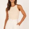 Ari Ribbed Tank Top - Beige -Giordano Style petal and pup usa tops ari ribbed tank top beige 33276752199857