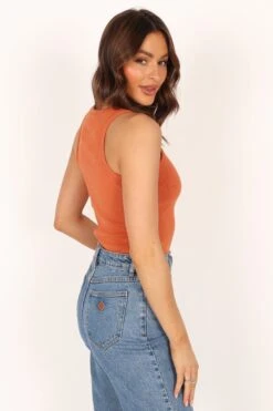 Ari Ribbed Tank Top - Burnt Orange 22 Ari Ribbed Tank Top - Burnt Orange -Giordano Style petal and pup usa tops ari ribbed tank top burnt orange 33779275333809