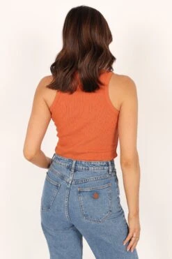 Ari Ribbed Tank Top - Burnt Orange 23 Ari Ribbed Tank Top - Burnt Orange -Giordano Style petal and pup usa tops ari ribbed tank top burnt orange 33779275366577