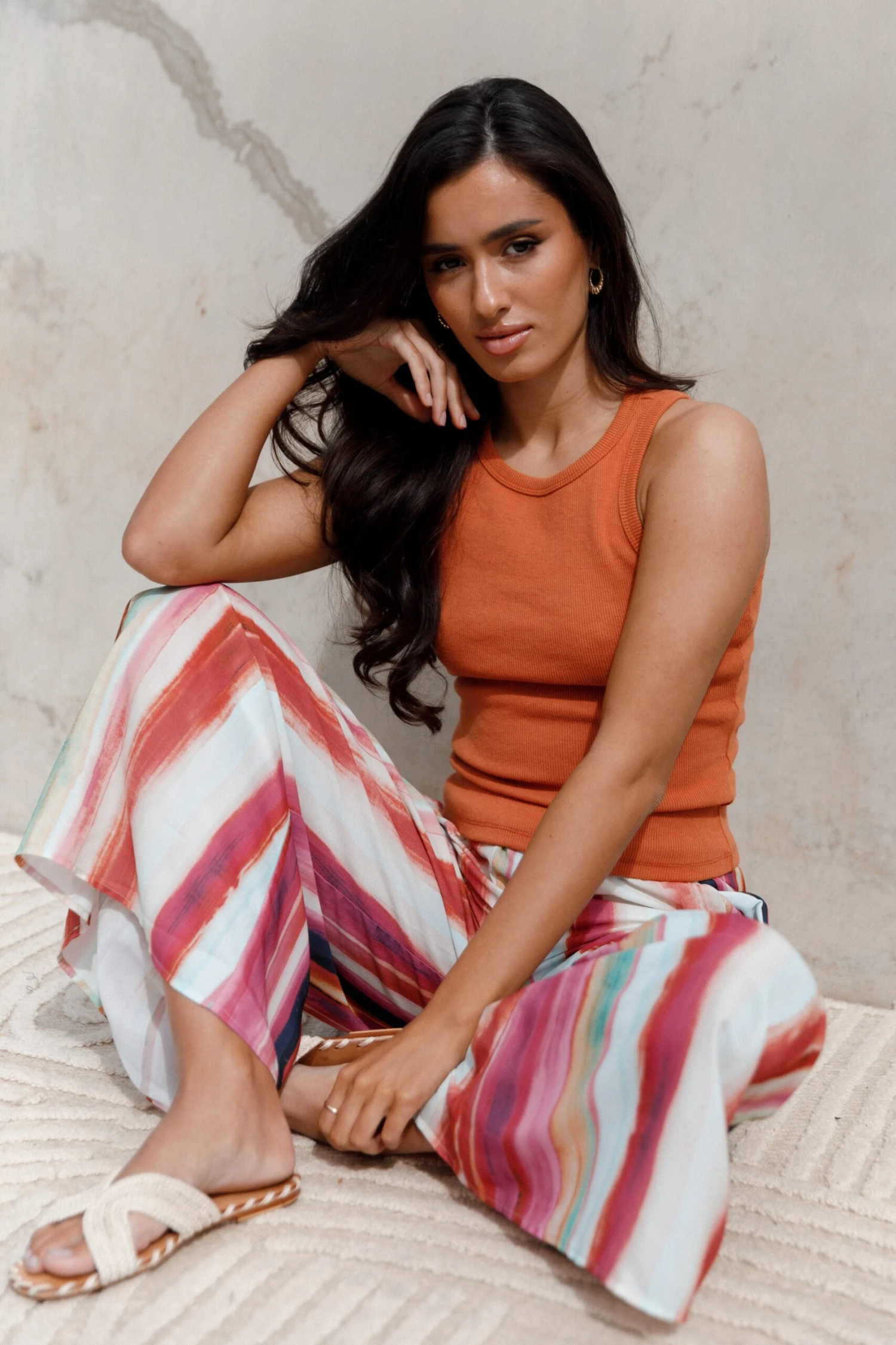 Ari Ribbed Tank Top - Burnt Orange 3 Ari Ribbed Tank Top - Burnt Orange