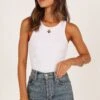Ari Ribbed Tank Top - White -Giordano Style petal and pup usa tops ari ribbed tank top white 33276578955441