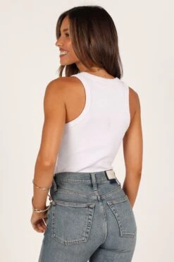 Ari Ribbed Tank Top - White -Giordano Style petal and pup usa tops ari ribbed tank top white 33276579807409