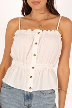 Ariana Top - White -Giordano Style petal and pup usa tops ariana top white 33690345930929