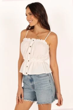 Ariana Top - White -Giordano Style petal and pup usa tops ariana top white 33690346029233