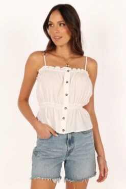 Ariana Top - White -Giordano Style petal and pup usa tops ariana top white 33690346225841