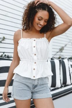 Ariana Top - White -Giordano Style petal and pup usa tops ariana top white 33724577579185