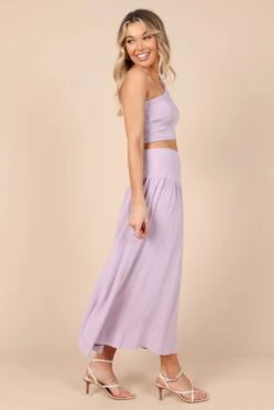 August Shirred Cropped Top - Lilac -Giordano Style petal and pup usa tops august shirred cropped top lilac 32317556752561
