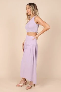 August Shirred Cropped Top - Lilac -Giordano Style petal and pup usa tops august shirred cropped top lilac 32317556785329