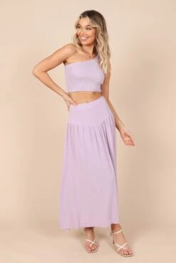 August Shirred Cropped Top - Lilac -Giordano Style petal and pup usa tops august shirred cropped top lilac 32317556818097