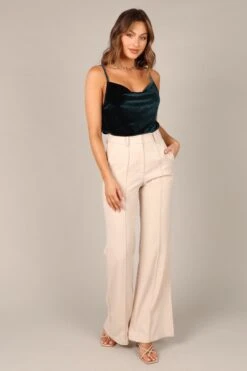 Demi Velvet Cowl Neck Cami Top - Hunter Green -Giordano Style petal and pup usa tops demi velvet cowl neck cami top hunter green 32751515992241