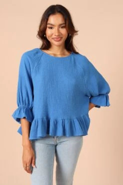 Emma Frill Hem Top - Blue