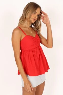 Freddy Babydoll Top - Red -Giordano Style petal and pup usa tops freddy babydoll top red 33530145374385