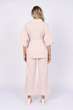 Henry Wrap Top - Beige Stripe -Giordano Style petal and pup usa tops henry wrap top beige stripe 32246217867441