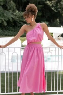 Isla One Shoulder Top - Pink