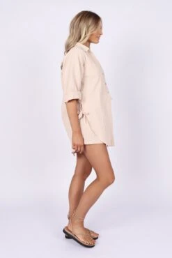 Jeremey Button Down Top - Beige -Giordano Style petal and pup usa tops jeremey button down top beige 32290987376817