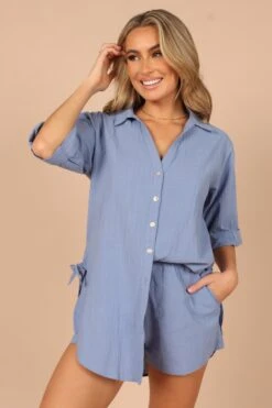 Jeremey Button Down Top - Blue