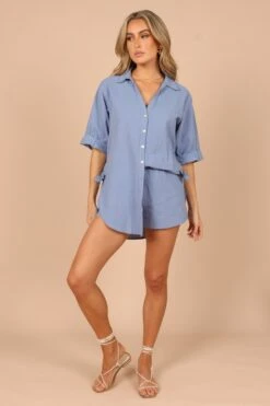 Jeremey Button Down Top - Blue -Giordano Style petal and pup usa tops jeremey button down top blue 32265266954417