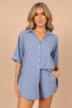 Jeremey Button Down Top - Blue -Giordano Style petal and pup usa tops jeremey button down top blue 32265266987185