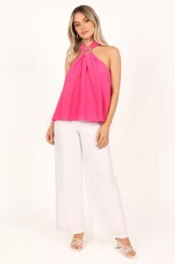 Jilly Halter Top - Hot Pink -Giordano Style petal and pup usa tops jilly halter top hot pink 33608125087921