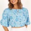 Kaia Cropped Top - Blue Floral