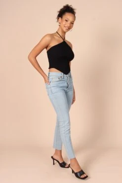 Larissa Halter Knit Top - Black -Giordano Style petal and pup usa tops larissa halter knit top black 32221210706097