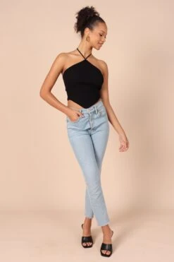 Larissa Halter Knit Top - Black -Giordano Style petal and pup usa tops larissa halter knit top black 32221210771633