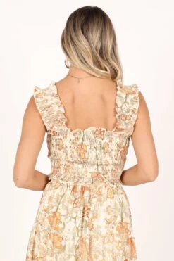 Leo Top - Tan Floral -Giordano Style petal and pup usa tops leo top tan floral 33549822099633