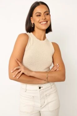 Maisey Knit Tank - Ecru -Giordano Style petal and pup usa tops maisey knit tank ecru 33944044208305