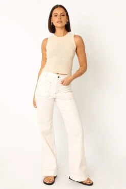 Maisey Knit Tank - Ecru -Giordano Style petal and pup usa tops maisey knit tank ecru 33944044241073