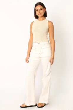 Maisey Knit Tank - Ecru -Giordano Style petal and pup usa tops maisey knit tank ecru 33944044339377