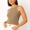 Maisey Knit Tank - Olive -Giordano Style petal and pup usa tops maisey knit tank olive 33944043585713