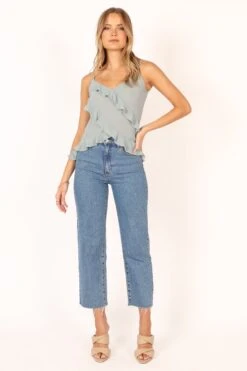 Marlow Frill Cami - Sage -Giordano Style petal and pup usa tops marlow frill cami sage 33994881695921