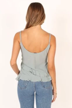 Marlow Frill Cami - Sage -Giordano Style petal and pup usa tops marlow frill cami sage 33994881761457