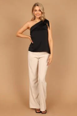 Maryanne One Shoulder Top - Black -Giordano Style petal and pup usa tops maryanne one shoulder top black 32557444661425